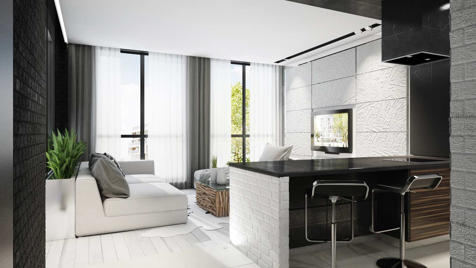 studio-appartement 34 m² foto-ontwerp