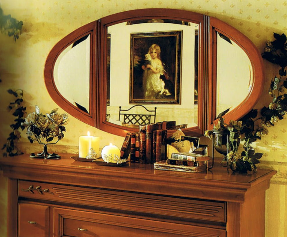 Ovalt speil på soverommet i feng shui