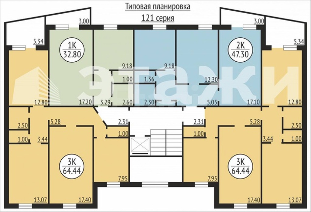 Indeling van appartementen 121-serie