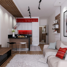 disseny d'un apartament d'estudi amb una superfície d'idees de 24 m2