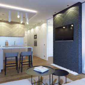 24 m2 tasarım fikirleri ile bir stüdyo daire düzeni