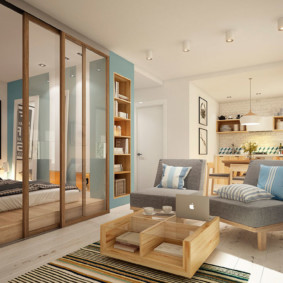 disseny d'un apartament d'estudi amb una superfície de 24 m2