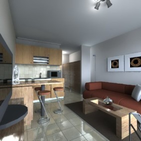 disseny d'un apartament d'estudi amb una superfície de 24 m2