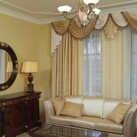 curtains in the hall on two windows interior decoration
