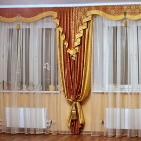 curtains in the hall on two windows interior