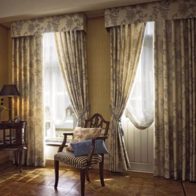 curtains in the hall on two windows interior photo