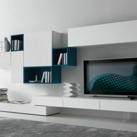 Mga ideya sa minimalism sa pader sa TV