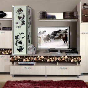 parete per TV nella foto di design del soggiorno