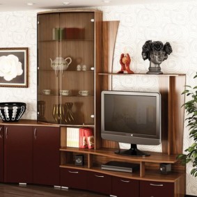 stena na televízor v obývacej izbe s fotografickým dizajnom