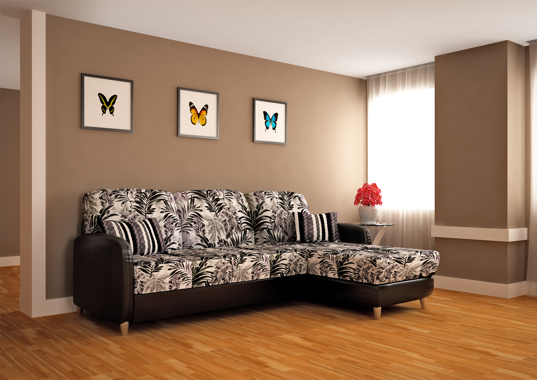 corner sofa with print