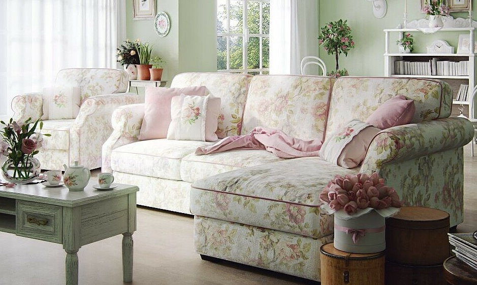 Provence sarok virágos kanapé