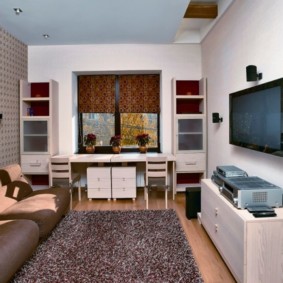 narrow living room in the apartment decor photo