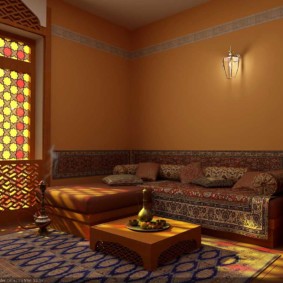 wnętrze pokoju w opcji wystroju w stylu orientalnym