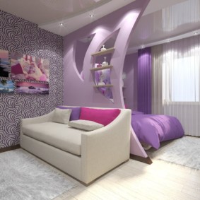 Cor lilás no design do salão