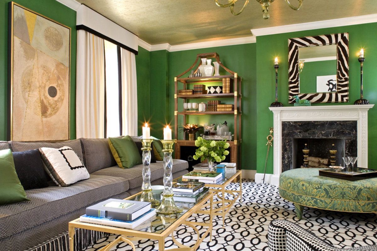 groene kleur in de woonkamer