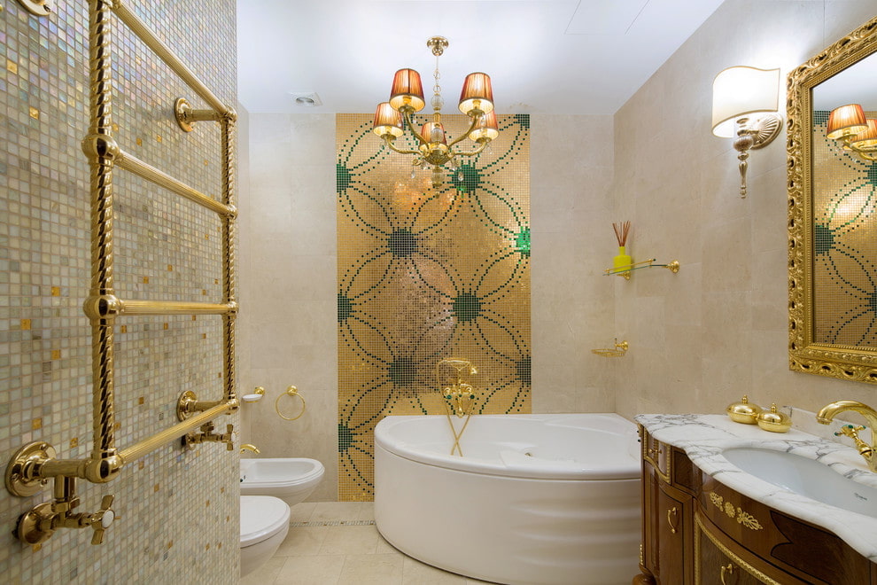 Banhado a ouro decoração do banheiro