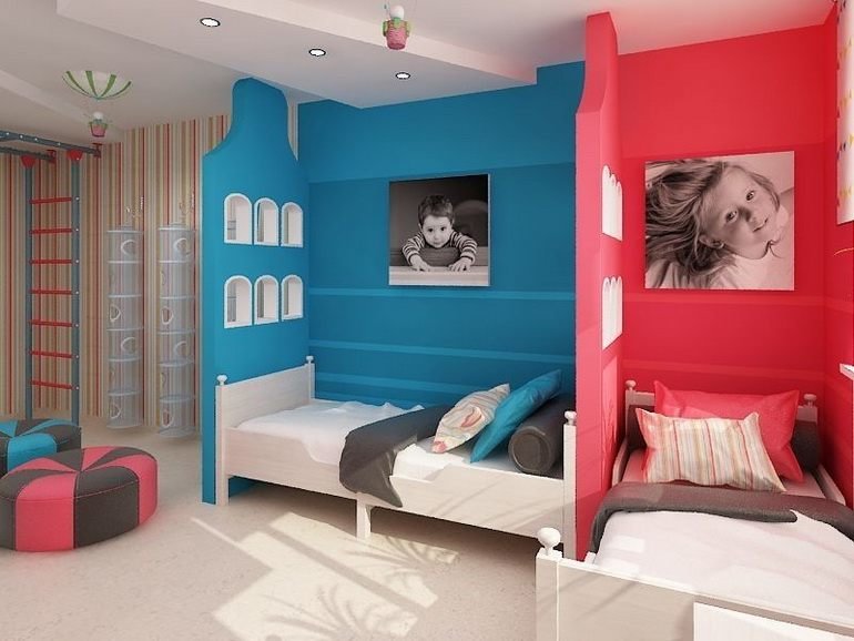 Colorarea unei camere pentru copii heterosexuali