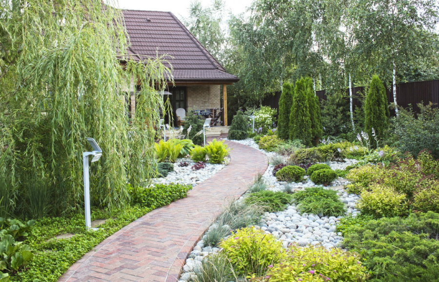 Grădină de piatră din zona din față a site-ului