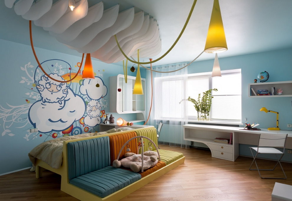 Cone-shaped lamps in the children's room