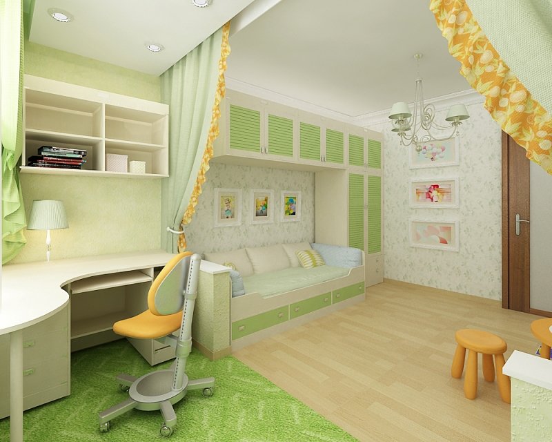 zelený dětský pokoj