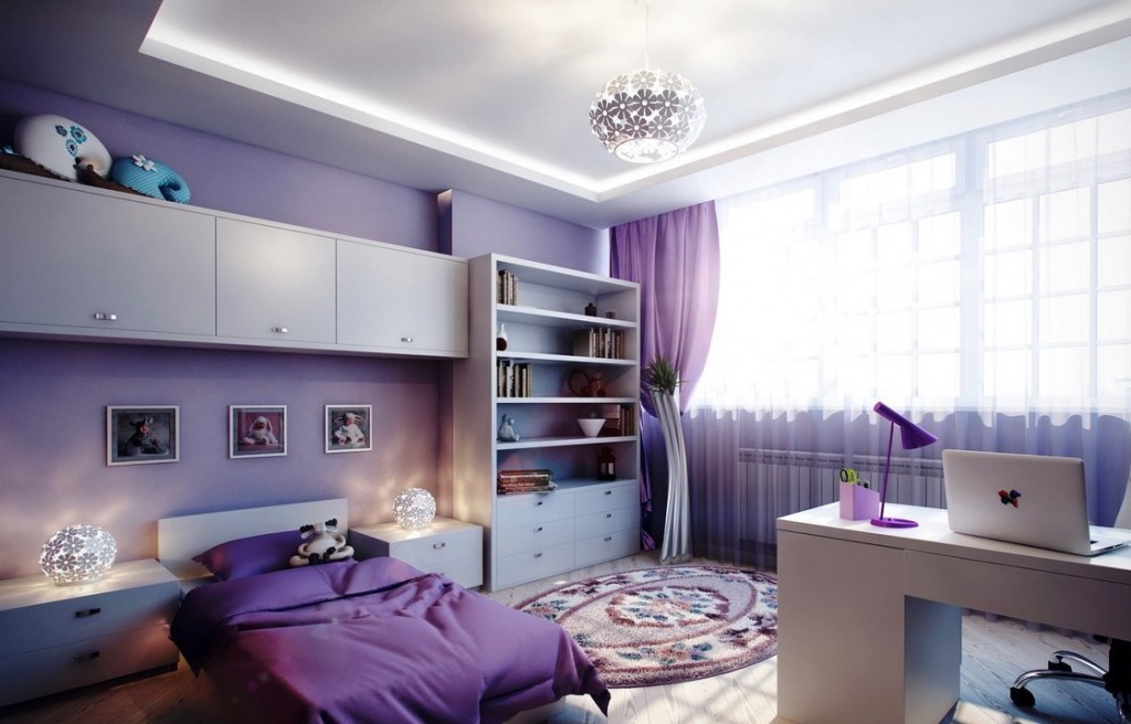 Lilac color in the interior of a modern nursery