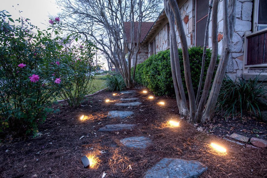 Decorative illumination of a step-by-step path