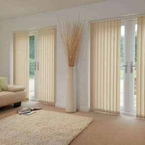Vertical beige fabric blinds