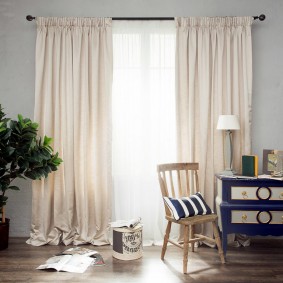 Bright floor-length curtains