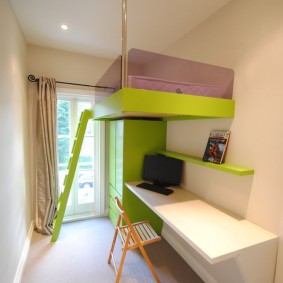 Hanging bed in boys room