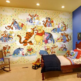 Heroes from favorite cartoons in the interior of the nursery