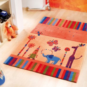 Rectangular rug with children's drawings