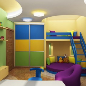 Dětský nábytek s jasnými mnohobarevnými fasádami