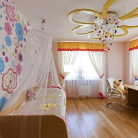 Tulle curtains in a girl's room