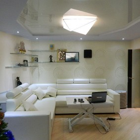 Surface mounted LED downlight on the living room ceiling