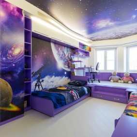 Wall mural in the interior of a nursery for a boy