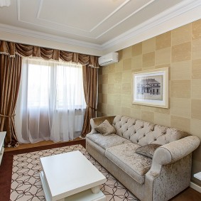 Brown curtains with soft pelmet