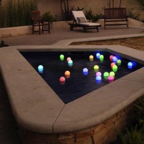 Floating lights on the surface of the water