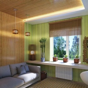 Bamboo wall and ceiling decoration