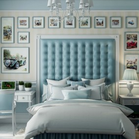 Stylish bed with soft headboard