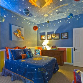 Uzay temalı çocuk odası iç