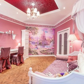 Pink room for girls of the same age