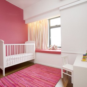 Minimalist pink and white room