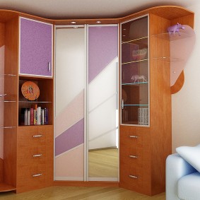 Corner wardrobe with additional sections