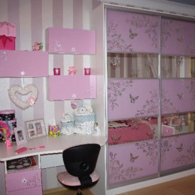 Pink facades of children's furniture