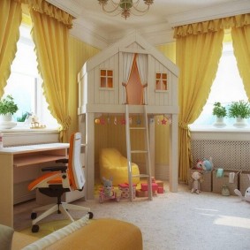 Yellow curtains in the nursery