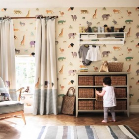 Combined curtains in the room of a little girl