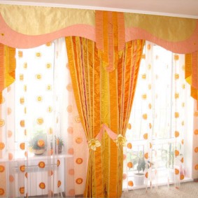 Bright synthetic fabric curtains