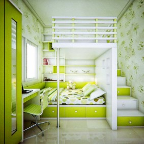 Zaļas mēbeles bērnu istabai