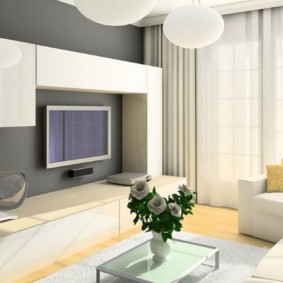 Vita möbler med glansiga fasader