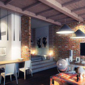 Design de interiores de uma casa particular com elementos loft